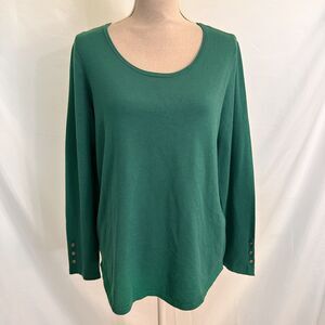 CHICO'S Pullover Sweater Spun Rayon Button Detail NWT 1 Medium Green